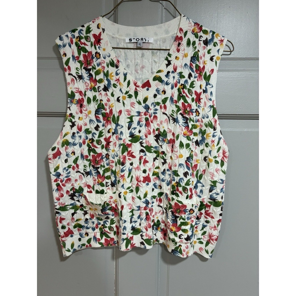 Boutique Floral Knit Top Women Size XL‎ Boho Lightweight Stretch Casual Pockets